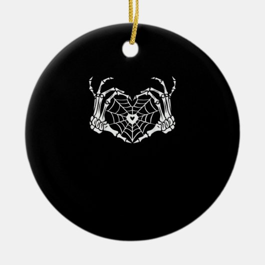 Skeleton Hand Hart Spiderweb Halloween Cobweb Par Keramisch Ornament (Voorkant)