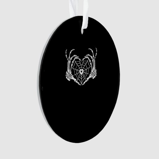 Skeleton Hand Hart Spiderweb Halloween Cobweb Par Ornament (voorkant)
