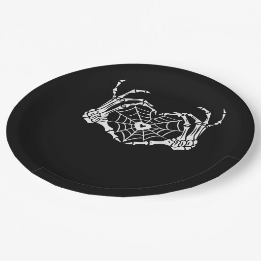 Skeleton Hand Hart Spiderweb Halloween Cobweb Par Papieren Bordje (Gekanteld)