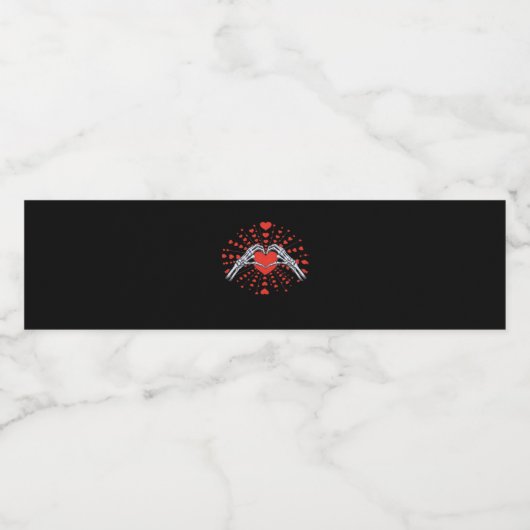 Skeleton Hand Hart Valentijnsdag Grappig 2025 Hore Waterfles Etiket (Enkel label)