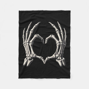 Skeleton Hand Hart Xray Retro Grappige Halloween C Fleece Deken