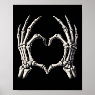 Skeleton Hand Hart Xray Retro Grappige Halloween C Poster