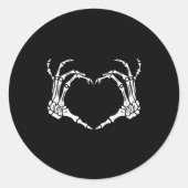 Skeleton Hand Heart Halloween Funny Bones Love Ronde Sticker (Voorkant)