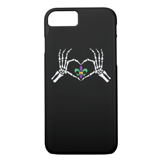 Skeleton Hand Heart Mardi Gras Case-Mate iPhone Case (Achterkant)