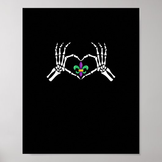 Skeleton Hand Heart Mardi Gras Poster (Voorkant)