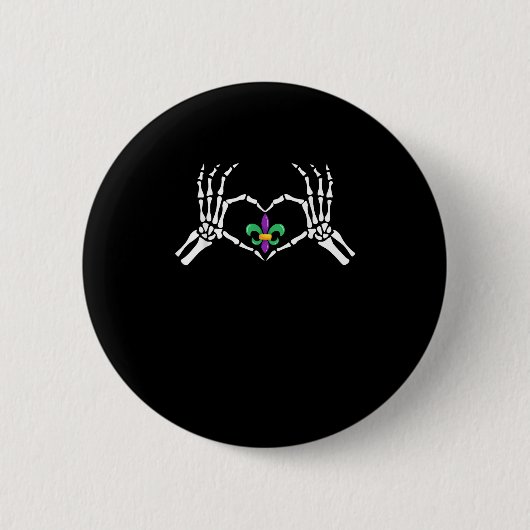 Skeleton Hand Heart Mardi Gras Ronde Button 5,7 Cm (Voorkant)