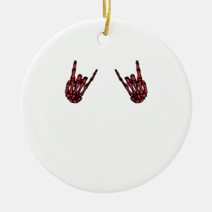 Skeleton Hand Heart Roll & Red Classic Keramisch Ornament