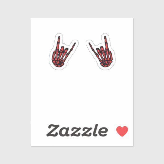 Skeleton Hand Heart Roll & Red Classic Sticker (Vel)