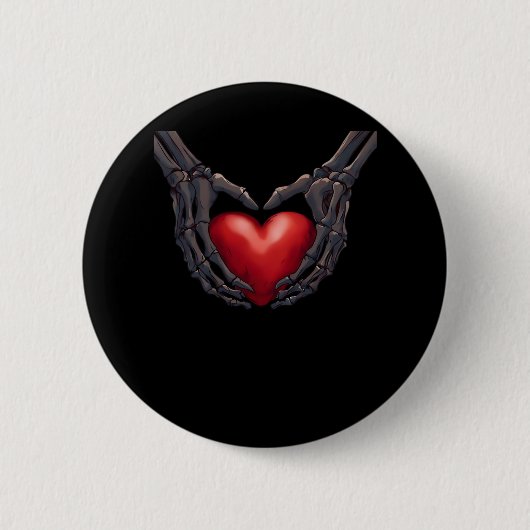 Skeleton Hand Heart Ronde Button 5,7 Cm (Voorkant)