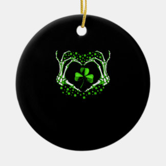 Skeleton Hand Heart Shamrock St Patricks Day Paddy Keramisch Ornament