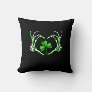 Skeleton Hand Heart Shamrock St Patricks Day Paddy Kussen