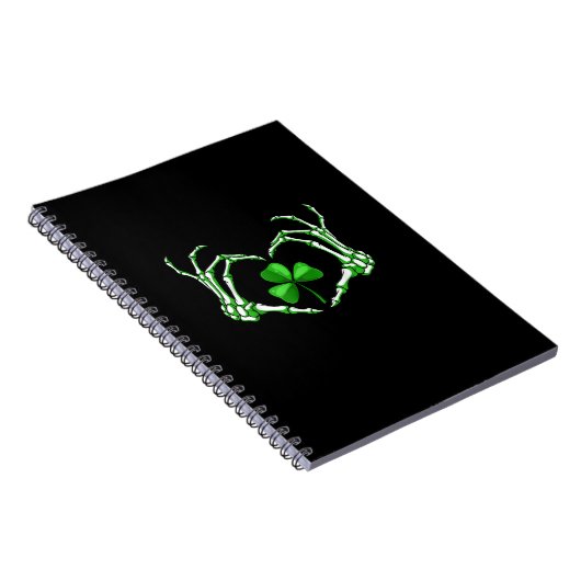 Skeleton Hand Heart Shamrock St Patricks Day Paddy Notitieboek (Rechterzijde)