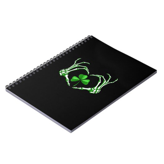 Skeleton Hand Heart Shamrock St Patricks Day Paddy Notitieboek (Linkerzijde)
