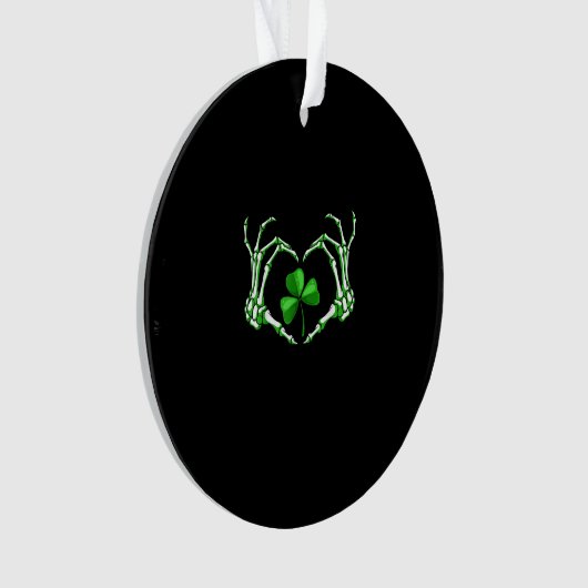 Skeleton Hand Heart Shamrock St Patricks Day Paddy Ornament (voorkant)