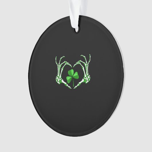 Skeleton Hand Heart Shamrock St Patricks Day Paddy Ornament (voorkant)