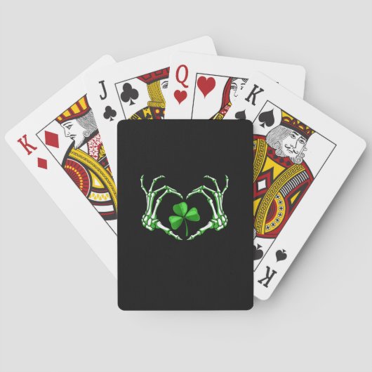 Skeleton Hand Heart Shamrock St Patricks Day Paddy Pokerkaarten (Achterkant)