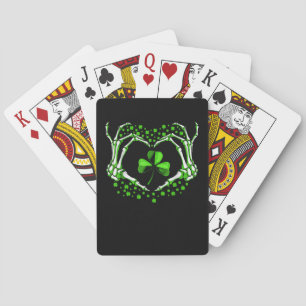 Skeleton Hand Heart Shamrock St Patricks Day Paddy Pokerkaarten