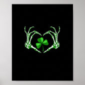 Skeleton Hand Heart Shamrock St Patricks Day Paddy Poster (Voorkant)