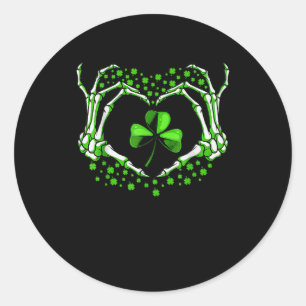 Skeleton Hand Heart Shamrock St Patricks Day Paddy Ronde Sticker