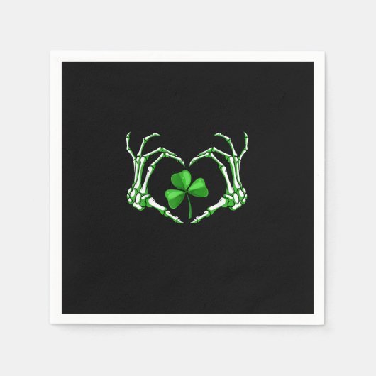 Skeleton Hand Heart Shamrock St Patricks Day Paddy Servet (Voorkant)