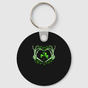 Skeleton Hand Heart Shamrock St Patricks Day Paddy Sleutelhanger