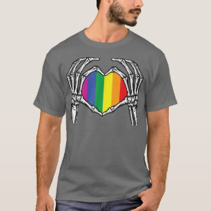 Skeleton Hand Heart Sign Bones Costume Funny LGBT T-shirt