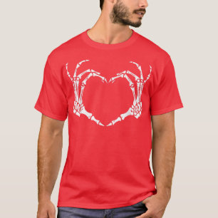 Skeleton Hand Heart Sign Botten Costume Funny Hall T-shirt