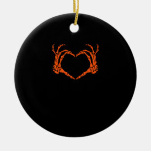 Skeleton Hand Heart Sign Kostuum Halloween Design Keramisch Ornament