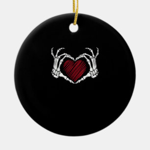 Skeleton Hand Heart Sign Kostuum Trending Hallowee Keramisch Ornament
