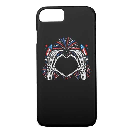 Skeleton Hand Heart USA Patriottisch Amerikaans Case-Mate iPhone Case (Achterkant)
