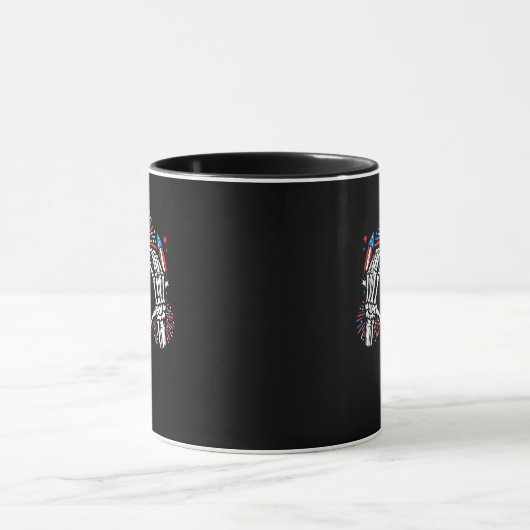 Skeleton Hand Heart USA Patriottisch Amerikaans Mok (Midden)