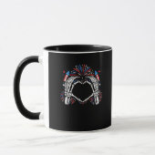 Skeleton Hand Heart USA Patriottisch Amerikaans Mok (Links)