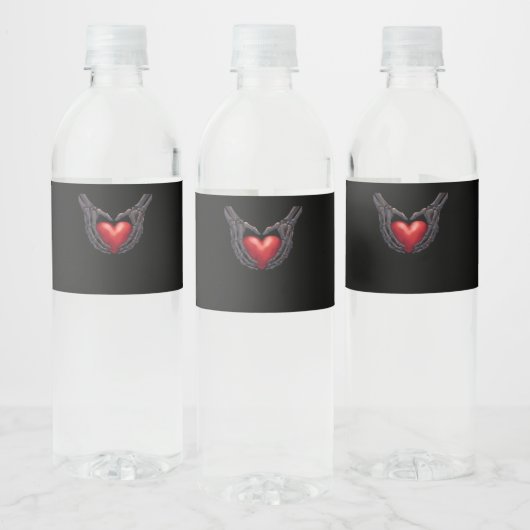 Skeleton Hand Heart Waterfles Etiket (Flessen)