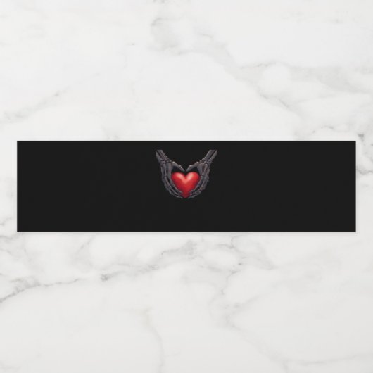 Skeleton Hand Heart Waterfles Etiket (Enkel label)