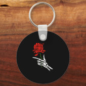 Skeleton Hand Holding A Red Rose Sleutelhanger (Voorkant)
