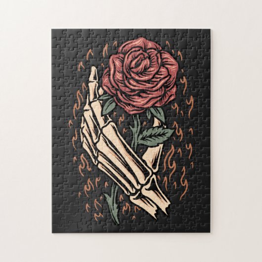 Skeleton Hand Holding Roos Vloer Gothic Floral Legpuzzel (Verticaal)