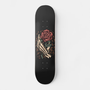 Skeleton Hand Holding Roos Vloer Gothic Floral Skateboard
