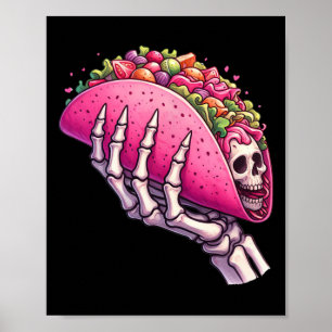 Skeleton Hand Holding Taco voor Cinco de Mayo & Ca Poster