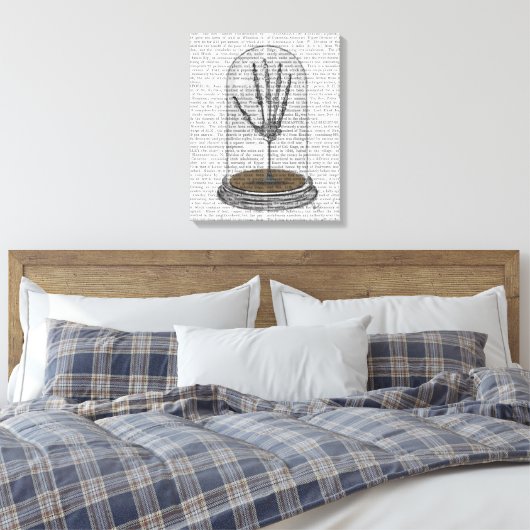 Skeleton Hand in Bell Jar Canvas Afdruk (Insitu (Slaapkamer))