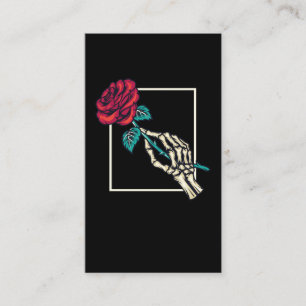 Skeleton Hand met dood Roos Romantic Floral Visitekaartje