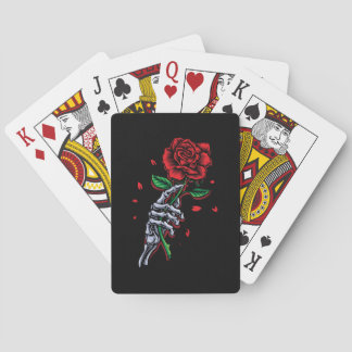 Skeleton Hand met Roos – Gotische kunst Pokerkaarten