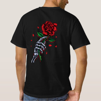 Skeleton Hand met Roos – Gotische Romance Art T-shirt