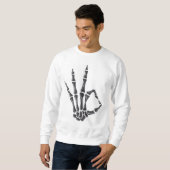 Skeleton Hand OK Sign Graphic Sweatshirt (Voorkant volledig)