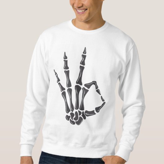 Skeleton Hand OK Sign Graphic Sweatshirt (Voorkant)
