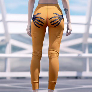 Skeleton Hand op Booty Funny Halloween Sinaasappel Leggings