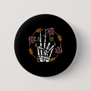 Skeleton Hand Peace Pocket Halloween Kostuum Manne Ronde Button 5,7 Cm