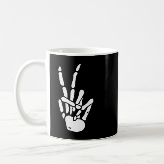 Skeleton Hand Peace Sign Bone Koffiemok (Links)