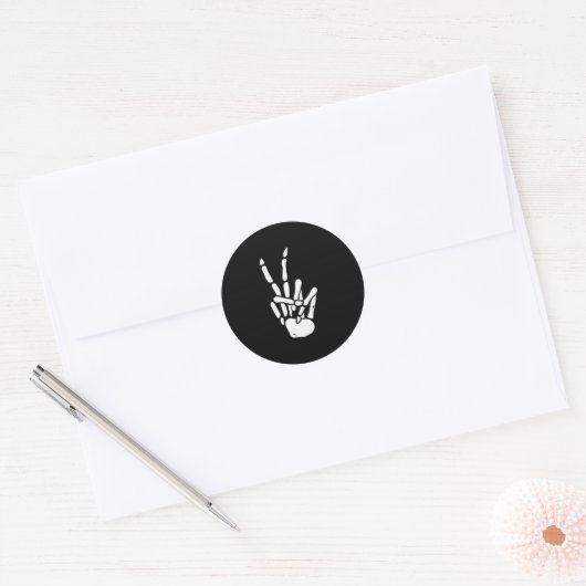 Skeleton Hand Peace Sign Bone  Ronde Sticker (Envelop)