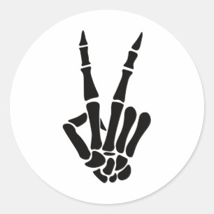 Skeleton Hand Peace Sign Botten Halloween Skeleton Ronde Sticker