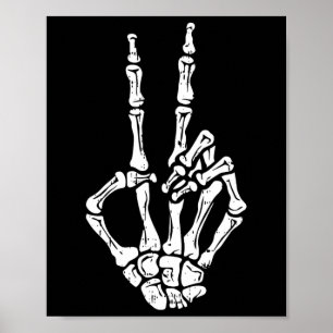 Skeleton Hand Peace Sign Halloween Kostuum Botten Poster